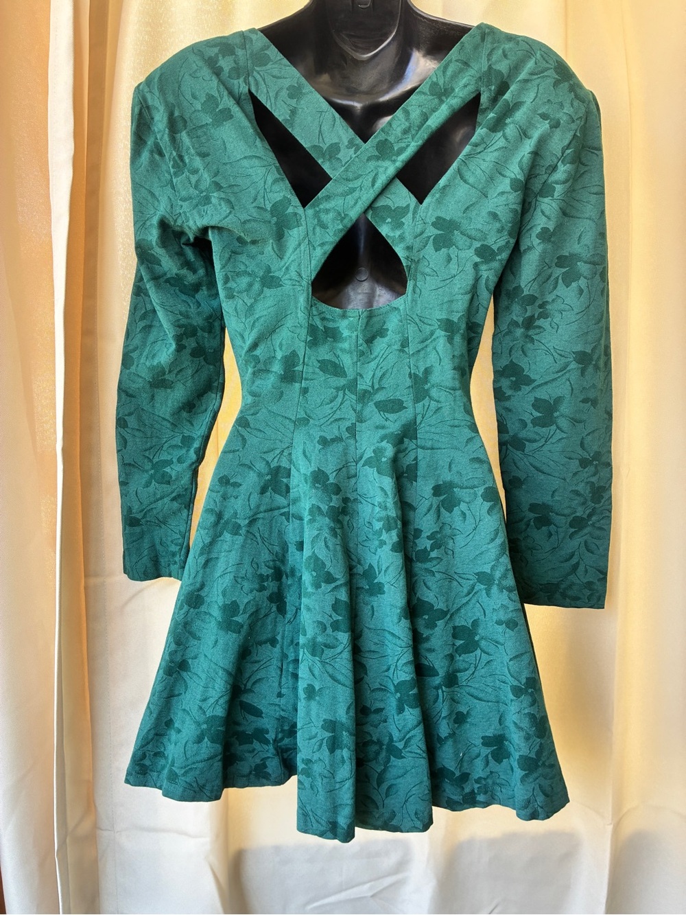 Vintage 90s/y2k Rampage Long Sleeve X Back Sweetheart Skater Dress - Picture 5 of 10